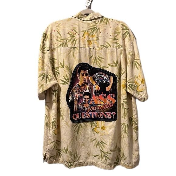 Ace Ventura up cycle button shirt silk hand painted one of a kind - Picture 1 of 9